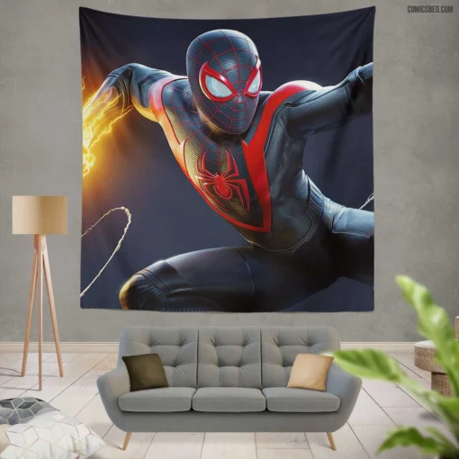Spider-Man Miles Morales Web-Slinger Comic Wall Tapestry