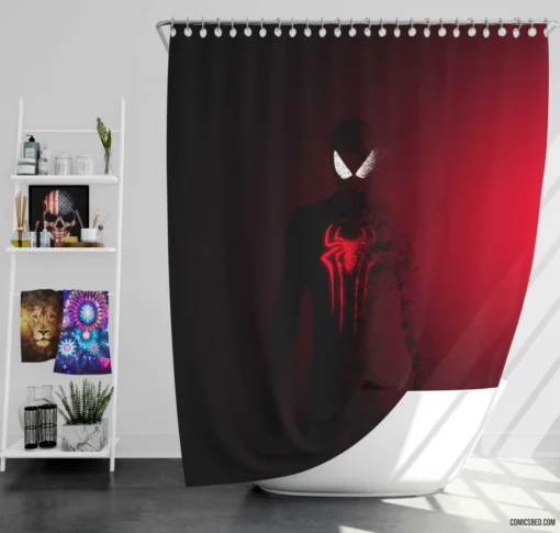 Spider-Man Minimalist Marvel Icon Comic Shower Curtain