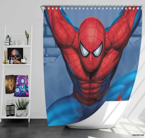 Spider-Man NYC Friendly Wall-Crawler Comic Shower Curtain