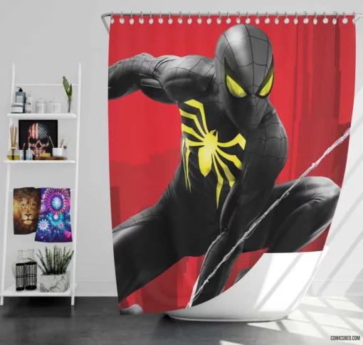 Spider-Man Peter Parker Marvel Webbed Prodigy Comic Shower Curtain