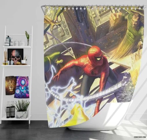 Spider-Man Sinister Six Villains Unite Comic Shower Curtain