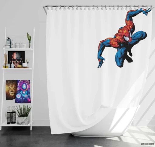 Spider-Man Spectacular Adventures Await Comic Shower Curtain