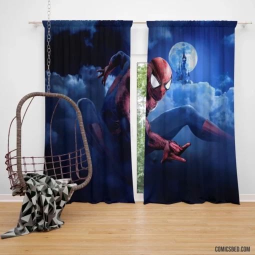 Spider-Man Swinging Through Disney Comic Curtain