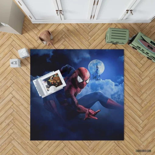 Spider-Man Swinging Through Disney Comic Rug