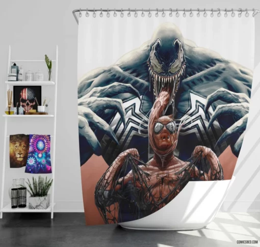 Spider-Man Venom Dual Symbiosis Comic Shower Curtain