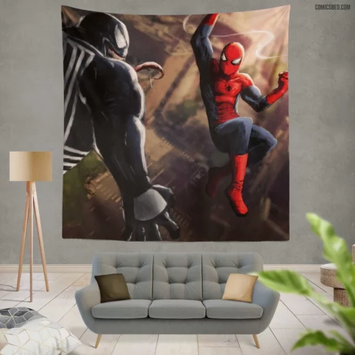 Spider-Man Venom Lethal Symbiotic Duo Comic Wall Tapestry