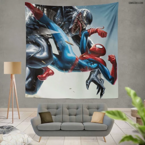 Spider-Man Venom Marvel Webbed Duo Comic Wall Tapestry