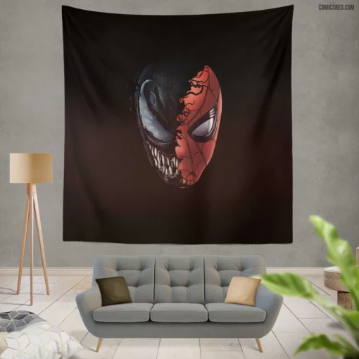 Spider-Man Venom Minimalist Marvel Duo Comic Wall Tapestry