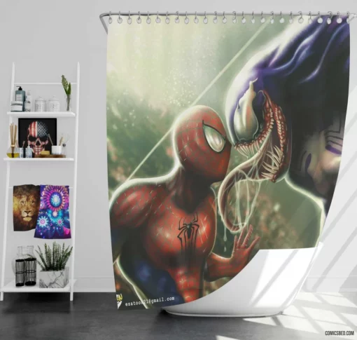 Spider-Man Venom Sinister Duo Comic Shower Curtain