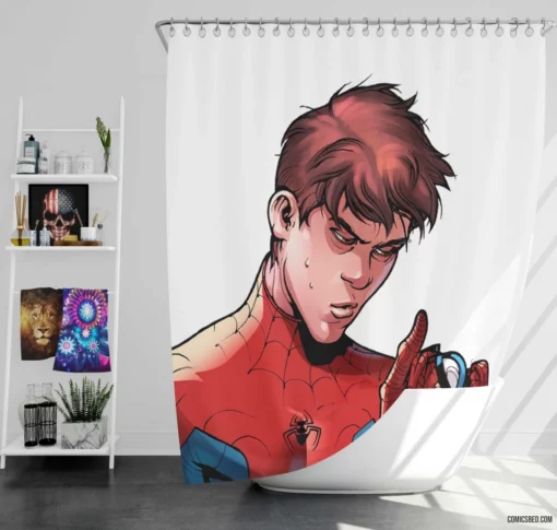 Spider-Man Wall-Crawler Adventures Comic Shower Curtain