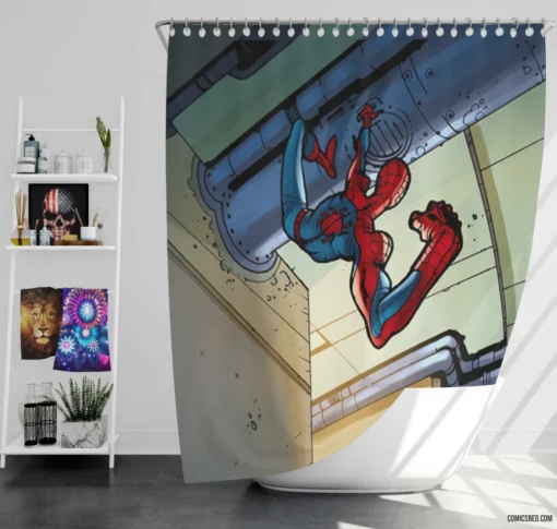 Spider-Man Web-Slinger Feats Comic Shower Curtain