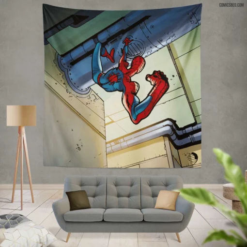 Spider-Man Web-Slinger Feats Comic Wall Tapestry