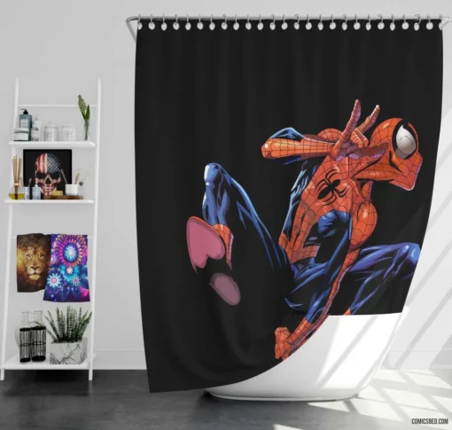 Spider-Man Web-Slinger Heroic Feats Comic Shower Curtain