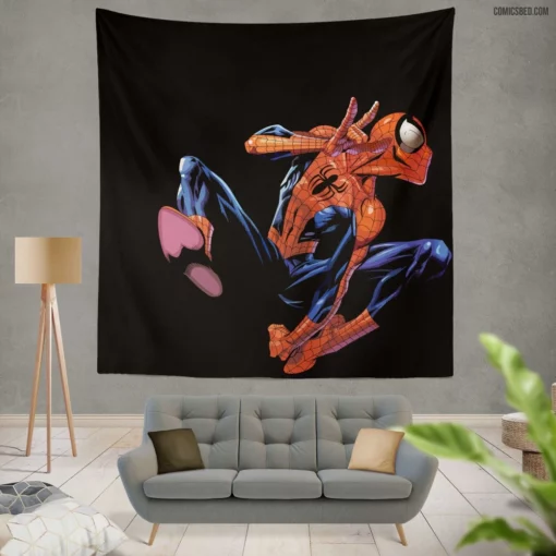 Spider-Man Web-Slinger Heroic Feats Comic Wall Tapestry