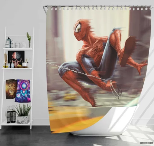 Spider-Man Web-Slinger of NYC Comic Shower Curtain