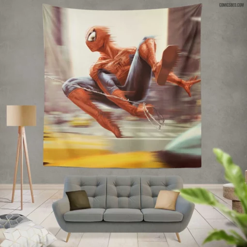 Spider-Man Web-Slinger of NYC Comic Wall Tapestry