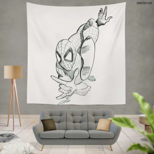 Spider-Man Web-Swinging Avenger Comic Wall Tapestry