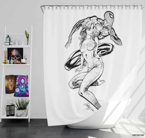 Spider-Man Web-Wielding Hero Comic Shower Curtain