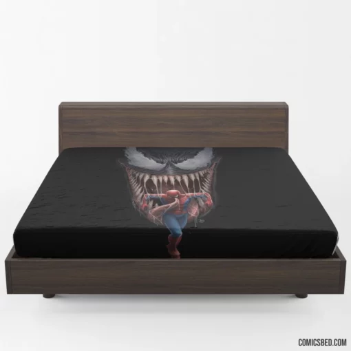 Spider-Man vs Venom Symbiote Rivalry Comic Fitted Sheet