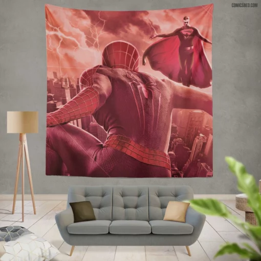 Spider-Man vs. Superman Iconic Clash Comic Wall Tapestry