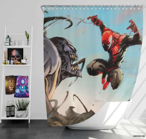 Spider-Man vs. Venom Marvel Showdown Comic Shower Curtain