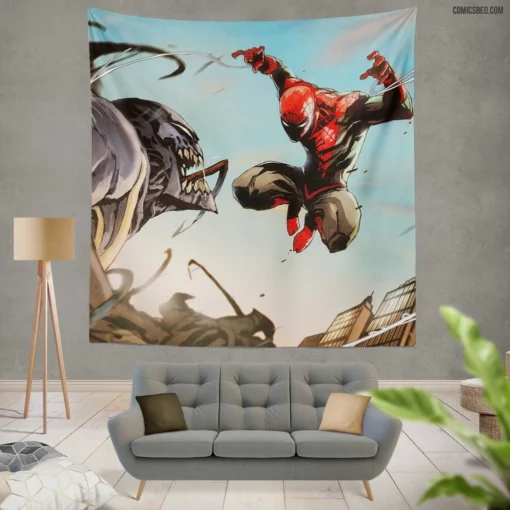 Spider-Man vs. Venom Marvel Showdown Comic Wall Tapestry