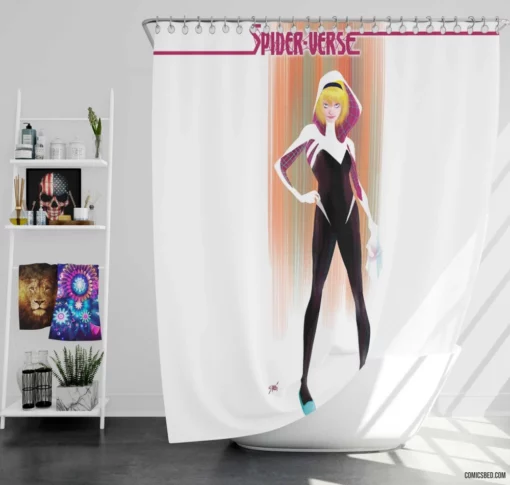 Spider-Verse Spider-Gwen Multiverse Heroes Comic Shower Curtain