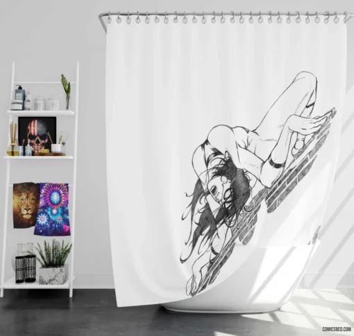 Spider-Woman Arachnid Heroine Comic Shower Curtain