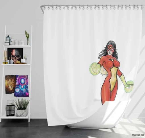 Spider-Woman Marvel Web-Spinning Heroine Comic Shower Curtain