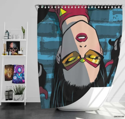 Spider-Woman Wall-Crawling Hero Comic Shower Curtain