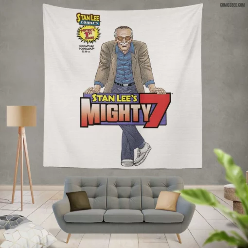 Stan Lee Mighty 7 Marvel Heroes Comic Wall Tapestry