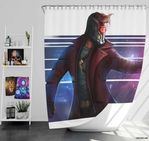 Star Lord Galactic Quest Marvel Saga Comic Shower Curtain