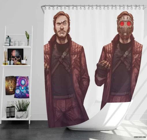 Star Lord Guardians Intergalactic Leader Comic Shower Curtain