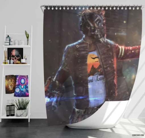 Star Lord Guardians Of The Galaxy Cosmic Outlaw Comic Shower Curtain