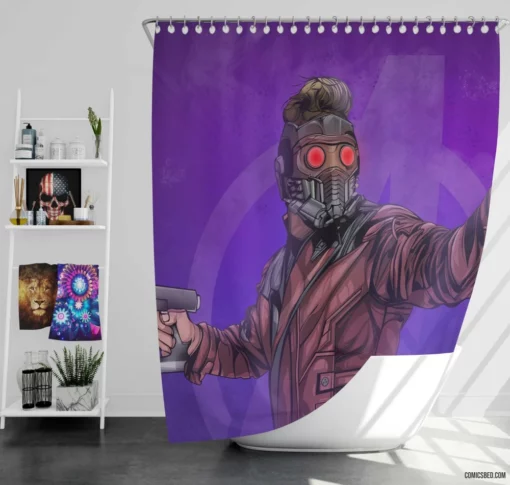 Star Lord Marvel Cosmic Adventurer Comic Shower Curtain