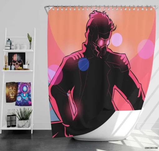 Star Lord Marvel Cosmic Guardian Comic Shower Curtain