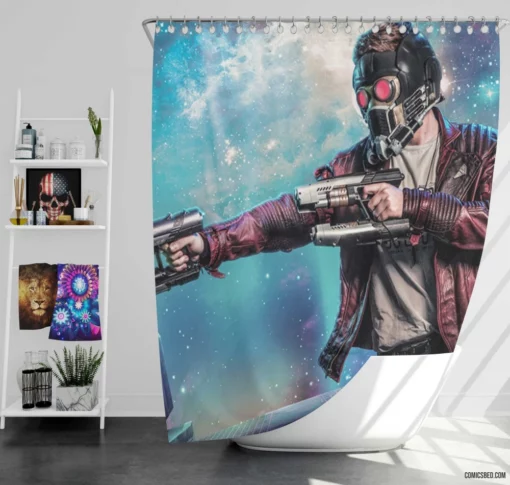 Star Lord Marvel Galactic Guardian Comic Shower Curtain