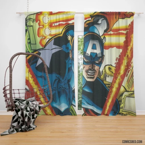 Star-Spangled Hero Captain America Adventures Comic Curtain