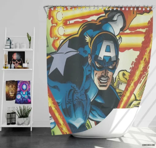 Star-Spangled Hero Captain America Adventures Comic Shower Curtain