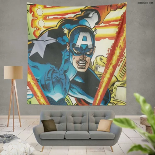 Star-Spangled Hero Captain America Adventures Comic Wall Tapestry