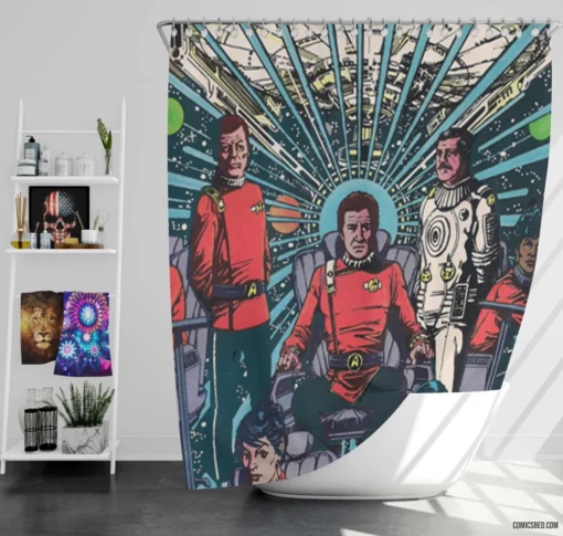 Star Trek Galactic Adventures Comic Shower Curtain