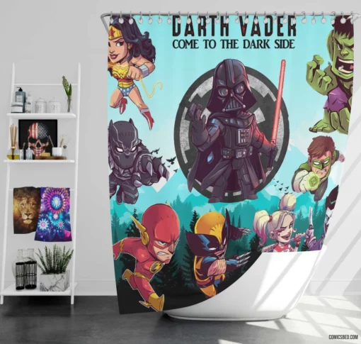 Star Wars Cast Galactic Collage Comic Shower Curtain