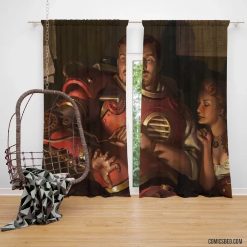 Steampunk Iron Man Victorian Tech Comic Curtain