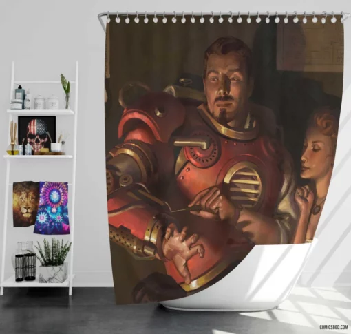 Steampunk Iron Man Victorian Tech Comic Shower Curtain