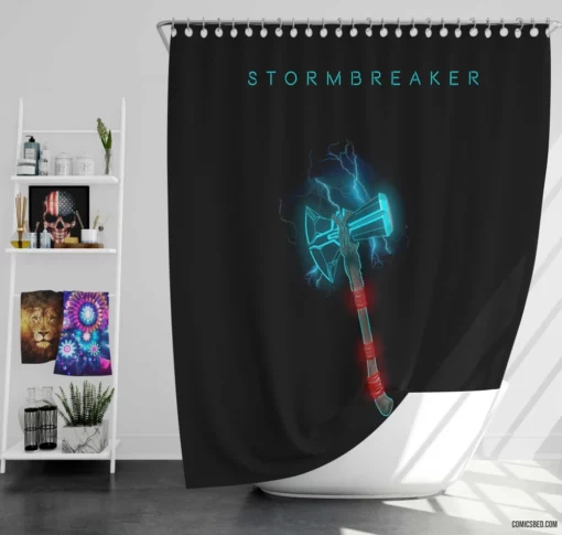 Stormbreaker Marvel Mighty Mjolnir Comic Shower Curtain