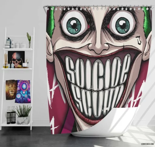 Suicide Squad Joker Villainous Jester Comic Shower Curtain