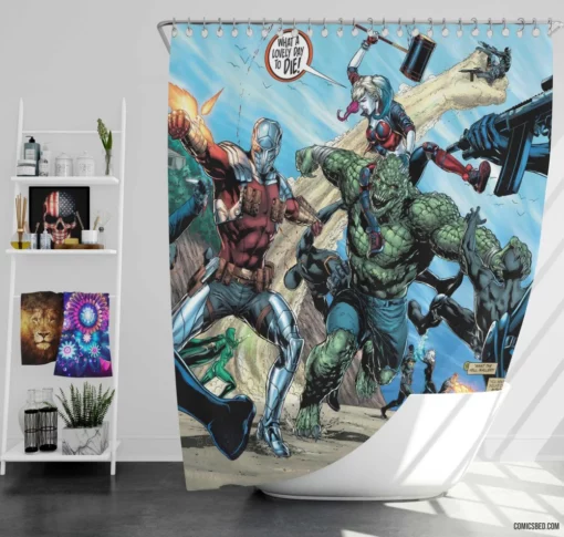 Suicide Squad Rogue Gallery Comic Shower Curtain