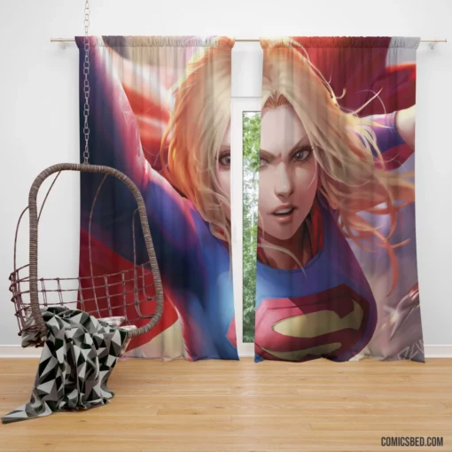 Supergirl Blonde Blue Eyes DC Heroine Comic Curtain