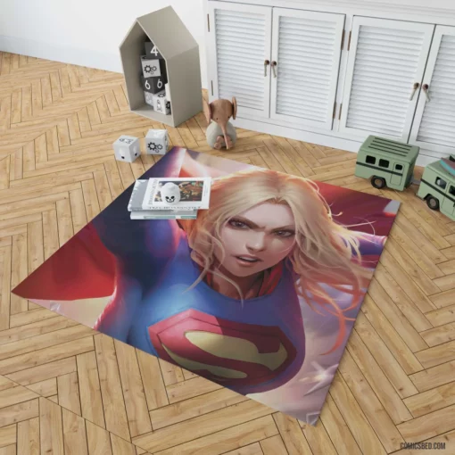 Supergirl Blonde Blue Eyes DC Heroine Comic Rug 1