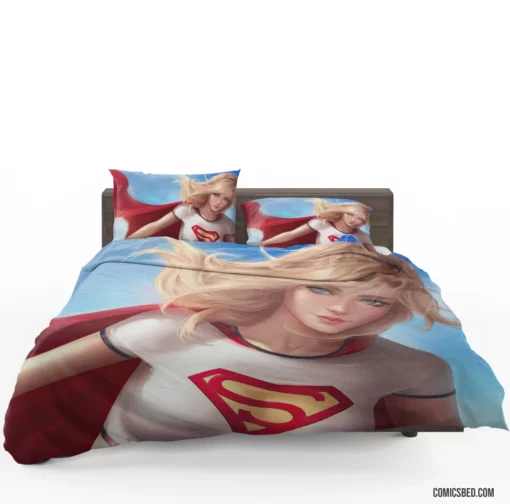 Supergirl Blonde Blue Eyes Heroine Comic Bedding Set